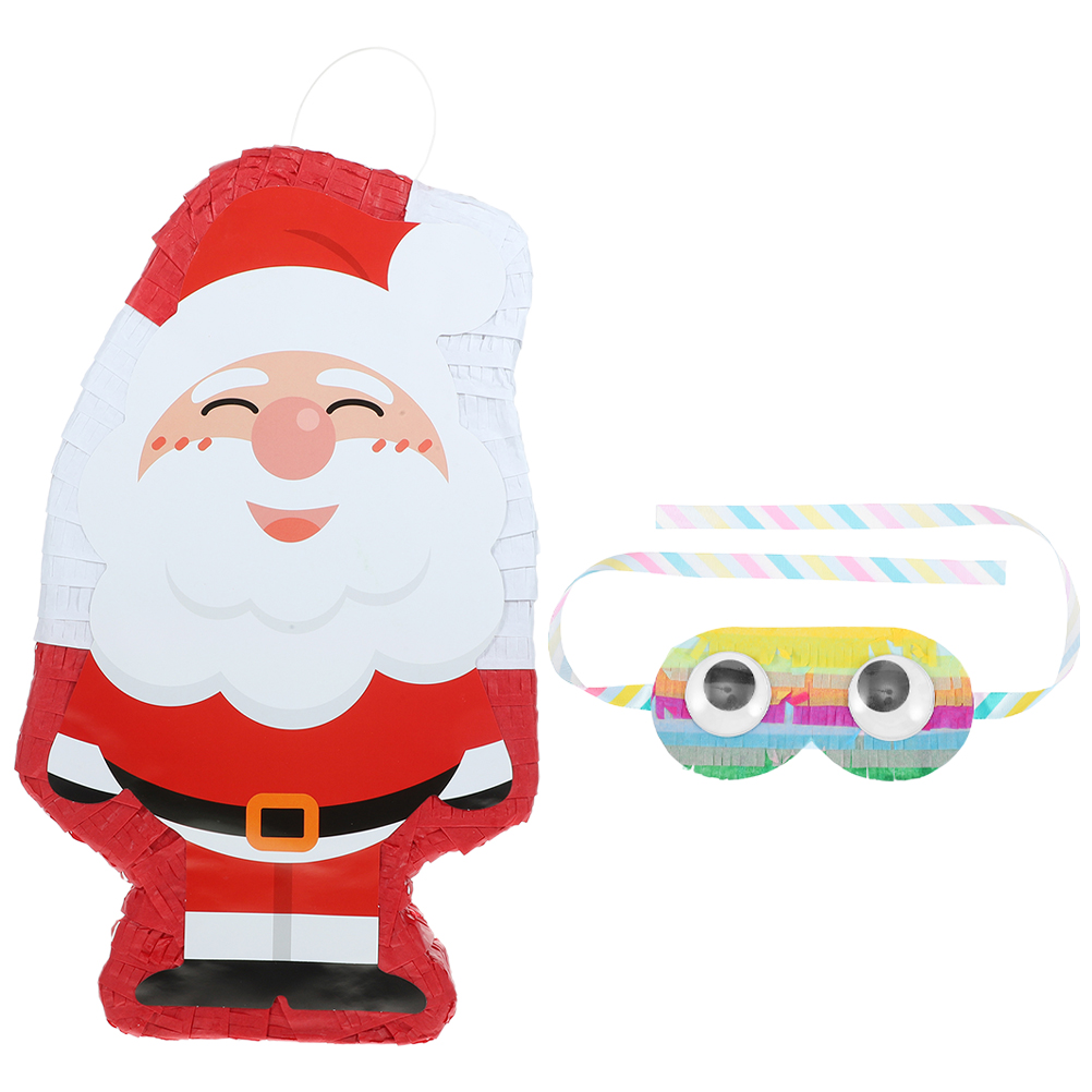 Gymnture Santa Pinata Set Hanging Decor Christmas Party Prop with Eye Mask